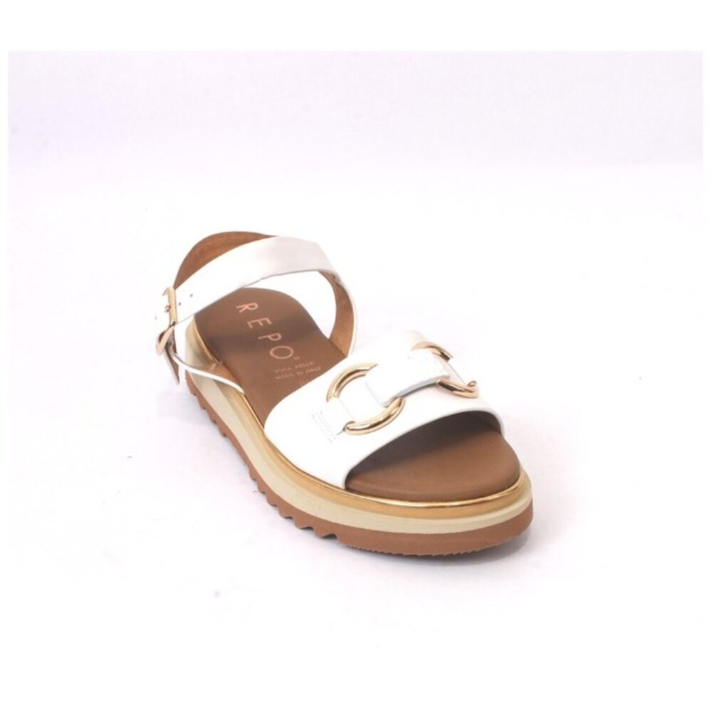 PHIL GATIÈR by REPO 60426 White Leather Slingbacks Platform Sandals
